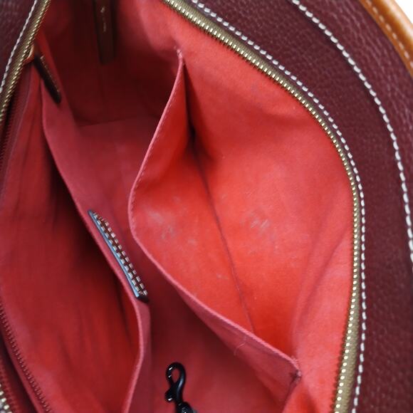 Dooney & Bourke Red Pebbled Leather Double Handles Zipper Tote Bag - Picture 14 of 16